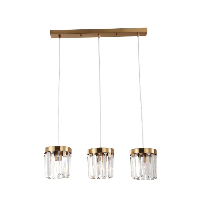 Lampu Lampu Pendant 3-Lampu Brassed Bar Halled