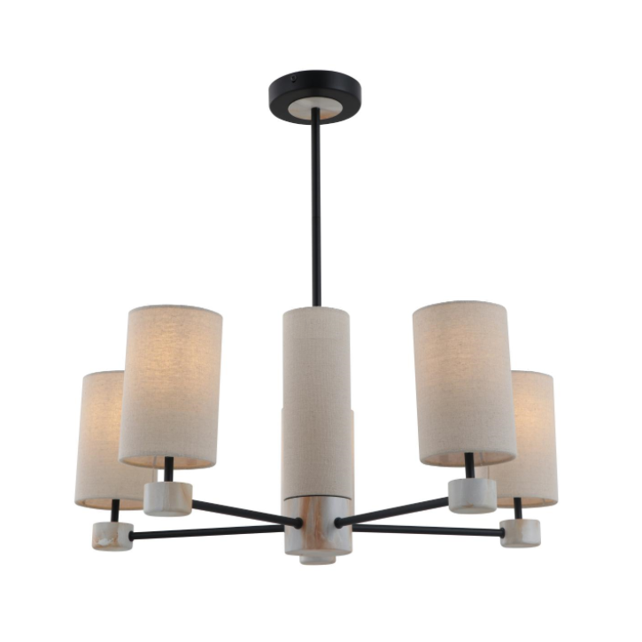5-Lampu Linen beige Metal Pendant Lamp