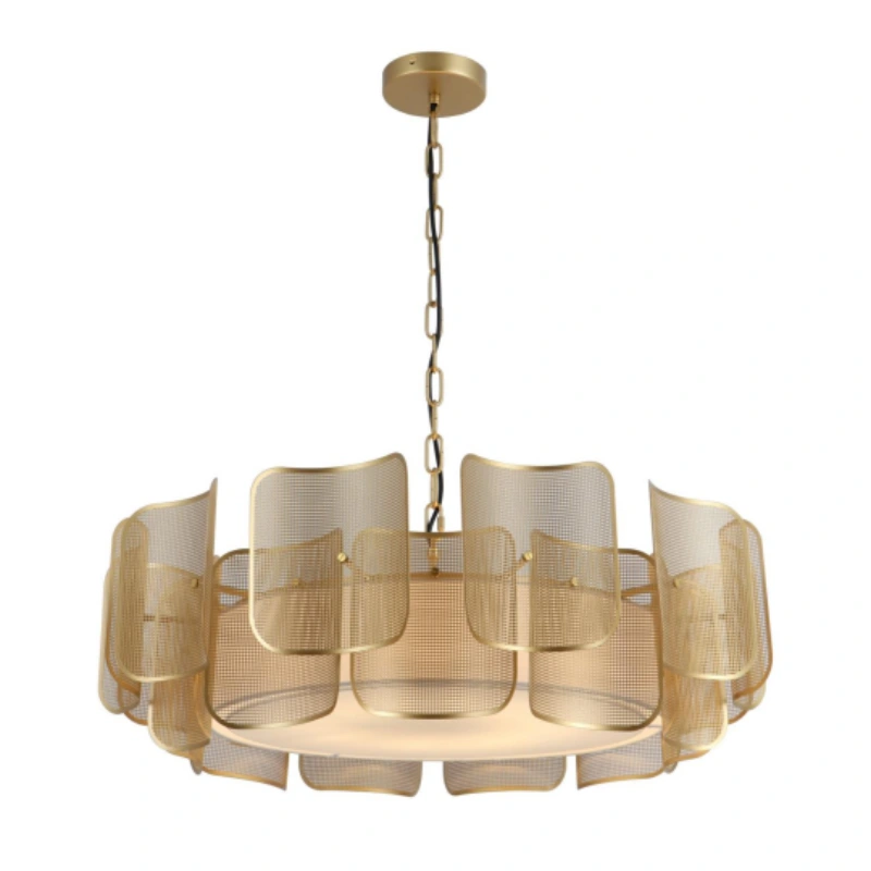 8-Lampu Mesh Gold Chandelier