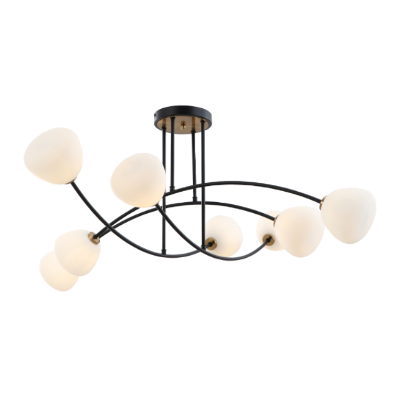 Lampu langit-langit ireng 8-kaca