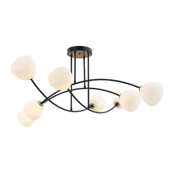 Lampu langit-langit ireng 8-kaca