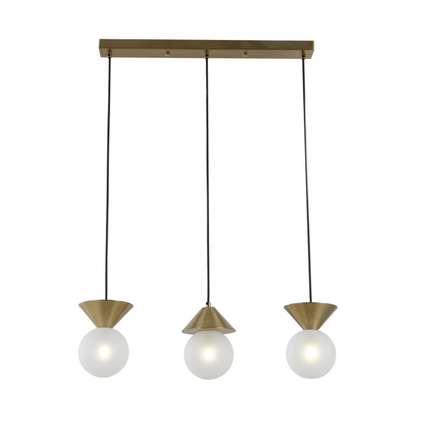 Lampu Kuningan sing disikat 3-lampah Pendant