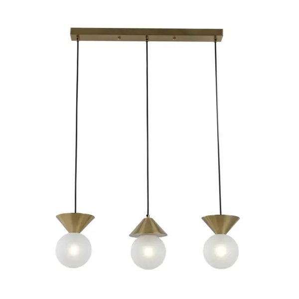 Lampu Kuningan sing disikat 3-lampah Pendant