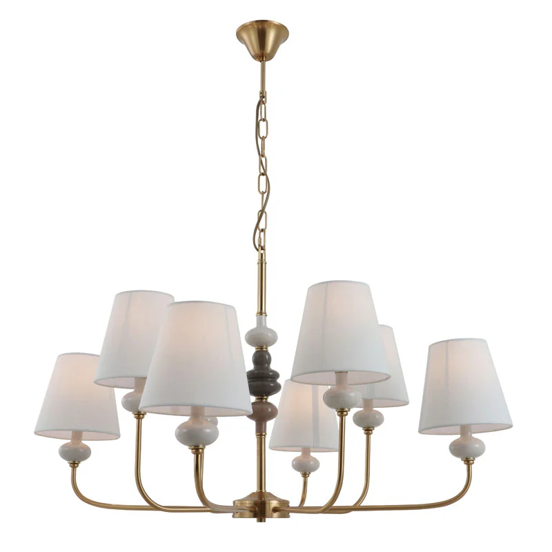 Keramik Klasik 8-lampu Kuningan Chandelier