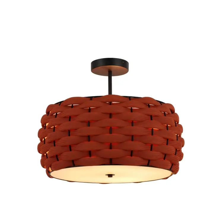 Handwoven Flush Mount Lampu Langit-langit