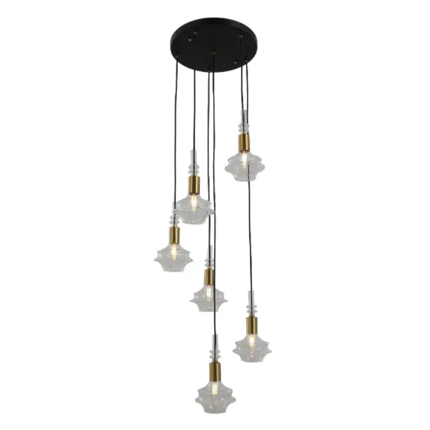 Lampu Penundaan Kaca Penundaan Kaca Modern 6-Kepala Modern