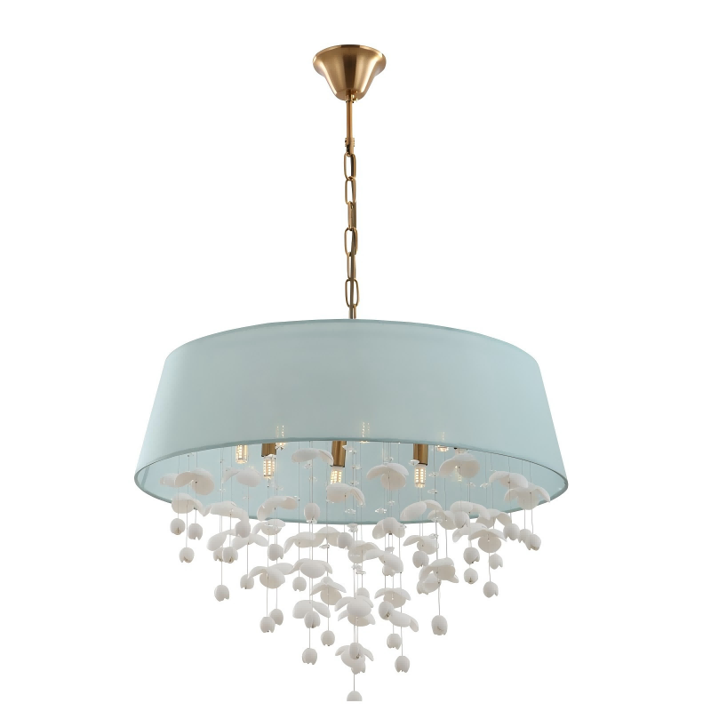 Modern Porcelain Drum Shade 8-lampu Chandelier Kanggo Living Room