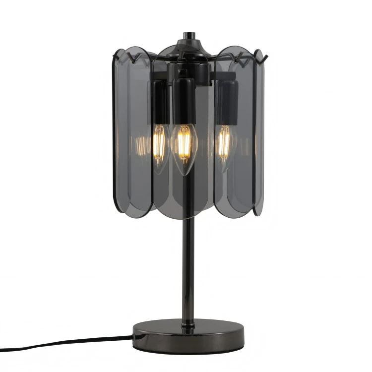 Kacamata Smoky 3-lampu Lampu Meja Kanggo Bedside